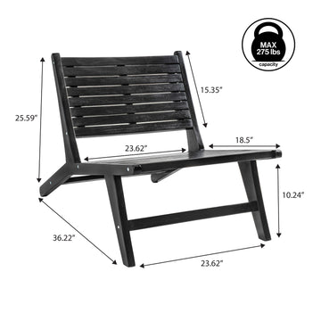 Leo Mid-Century Modern Wood Armless Outdoor Patio Chair